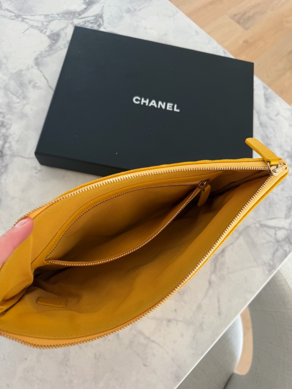 Chanel Yellow Quilted Caviar Clutch - Picture 5 of 5